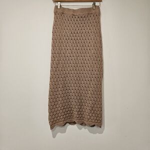 MABLE Tan Knit Midi Skirt, Size Small